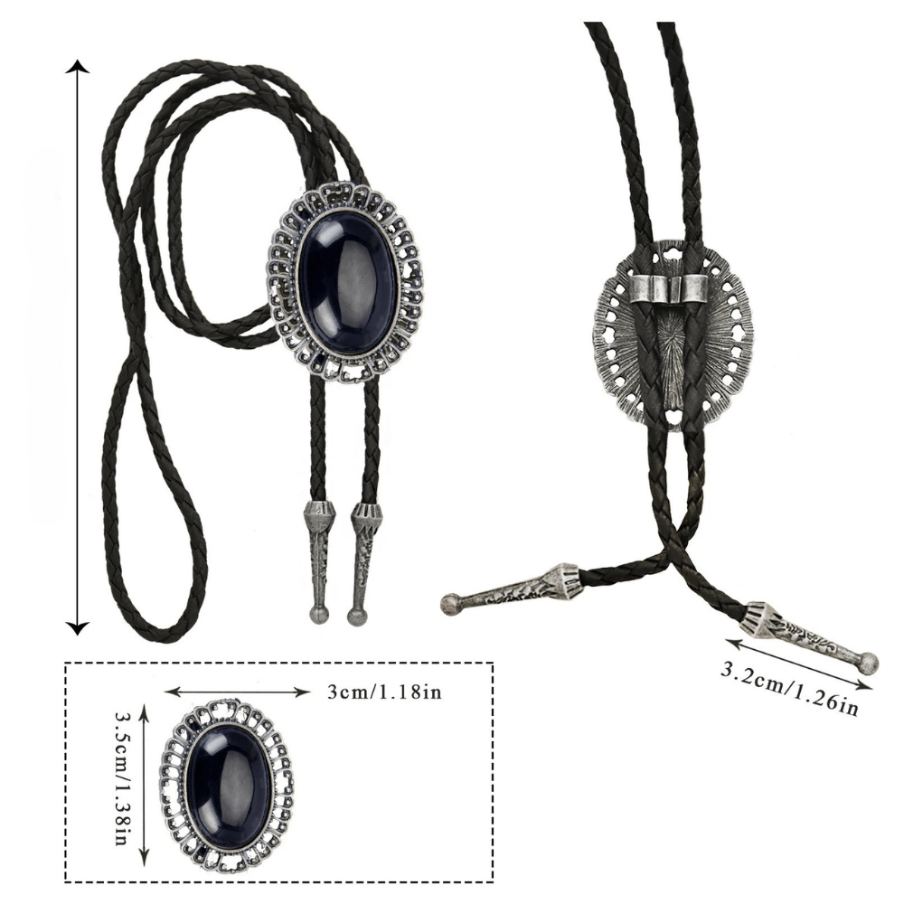 Bolo tie med svart oval sten och silverdetaljer Silver