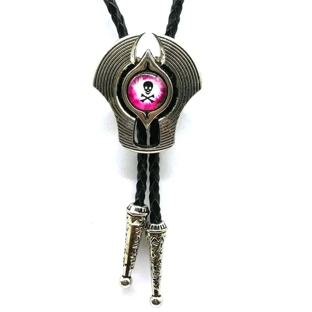 Bolo tie med totemdesign och färgad glassten Lavendel