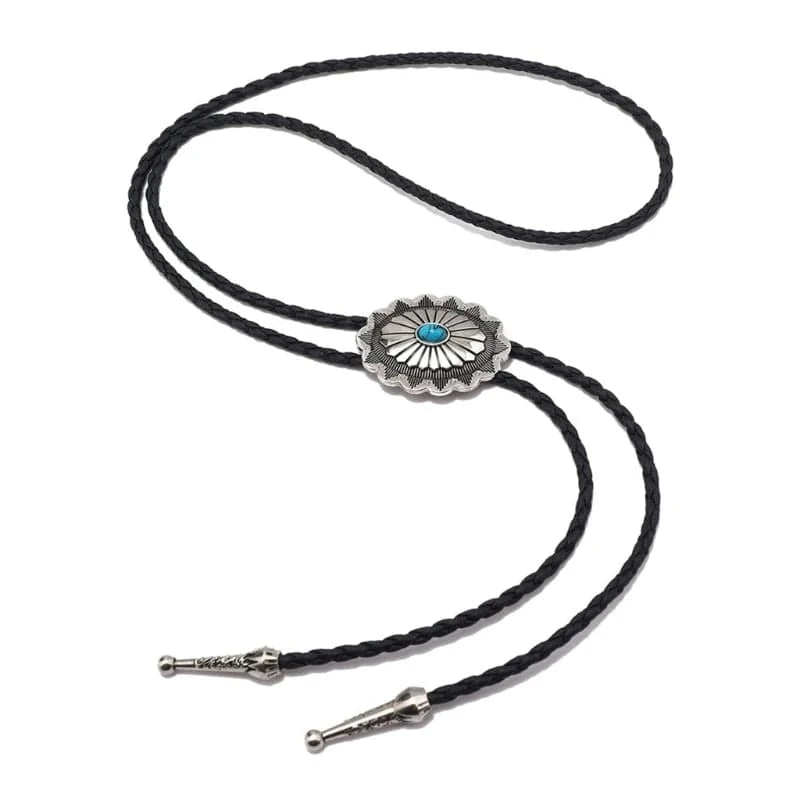 Bolo tie med turkosdetalj och justerbar läderrem