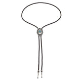 Bolo tie med turkosdetalj och justerbar läderrem Svart läderrem
