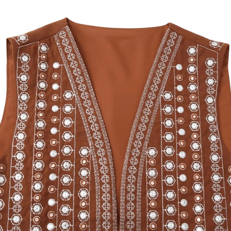 Broderad Väst Dam med Paljetter