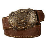Brunt cowboyläderbälte Örn / 120cm