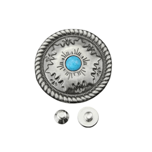 Concho 25 mm i Antiksilver med Färgsten Blå B