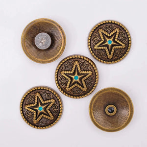 Concho i Antik Mässing med Ingraverad Stjärna 19mm
