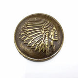 Concho i metall med indianskt hövdingmotiv Antik mässing / 20mm