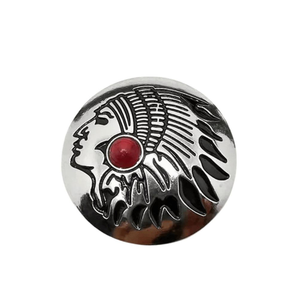 Concho indianhuvud med sten Röd