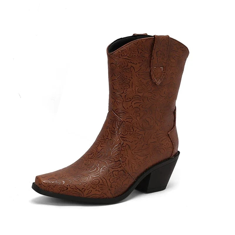 Mönstrade Låga Cowboyboots för Dam Brun / 36