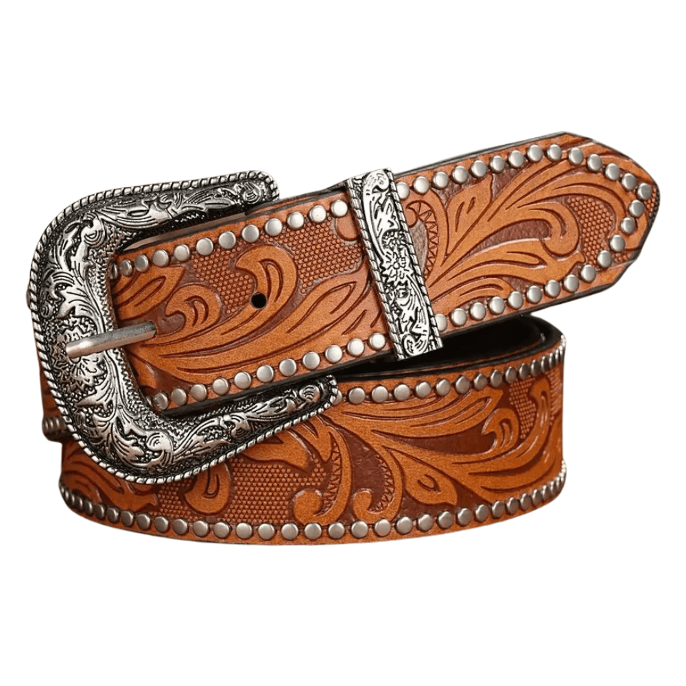 Cowboybälte med Antiksilver Spänne Brun / 120cm
