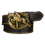 Cowboybälte med häst och hästsko­spänne Svart guld / 120cm