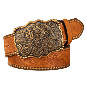 Cowboybälte präglad gravyr Guld Kamel / 120cm