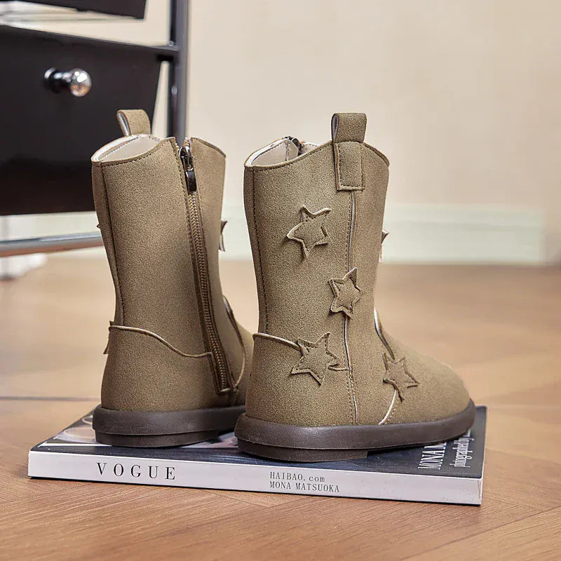 Cowboyboots barn med äkta läder och stjärndetaljer