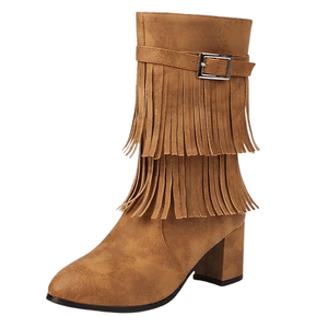 Cowboyboots med fransar och blockklack Brun / 35