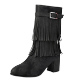 Cowboyboots med fransar och blockklack Svart / 35