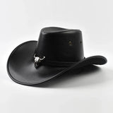 Cowboyhatt Herr med Tjurhuvud Svart / One Size
