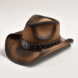 Cowboyhatt i Handvävd Strå Mörkbrun / 56-58cm