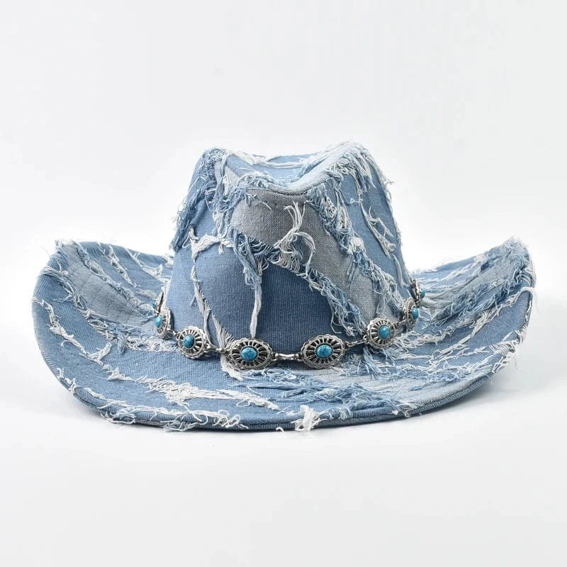 Cowboyhatt i jeans Himmelblå / Kan justeras