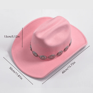 Cowboyhatt i mjuk filtlook med silverdekorerad hattrem