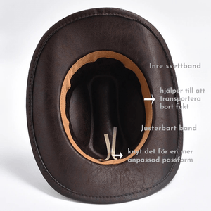 Cowboyhatt i mörk läderlook med silverdekorationer Mörkbrun / One Size
