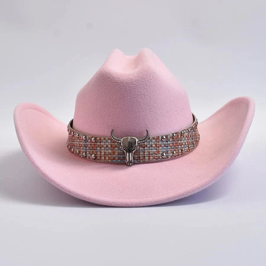 Cowboyhatt i westernstil med elegant bälte och bred brätte Rosa / One Size