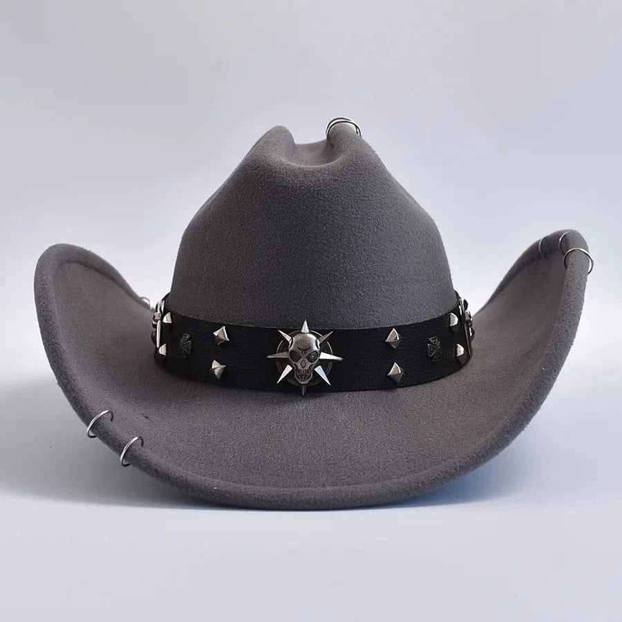 Cowboyhatt med dödskalle Grå / One Size