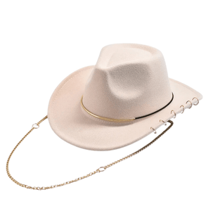 Cowboyhatt med Metallkedja Beige / One Size