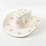 Cowboyhatt med strassstjärnor Vit / Kan justeras