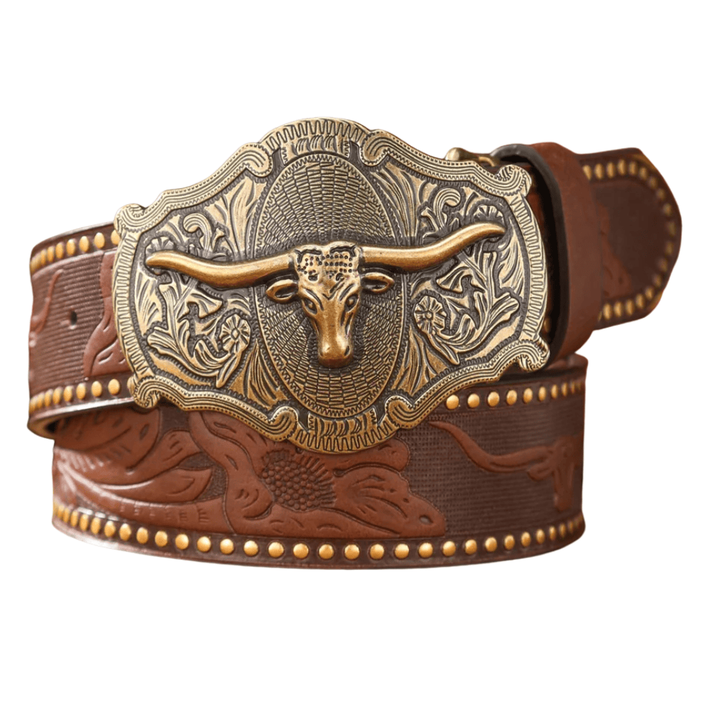 Cowboyläderbälte Nötkreatur Brun / 120cm