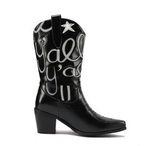 Cowgirl Boots med Stjärnbroderi