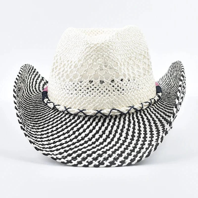 Cowgirlhatt i handflätad halm Svart och vit / One Size