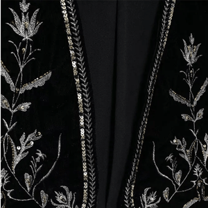 Elegant Broderad Väst i Svart