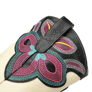 Tvåfärgade Höga Cowboyboots med Blommigt Broderi för Dam