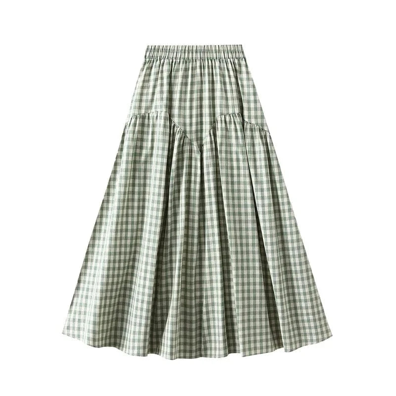 Gingham kjol Grön / One Size