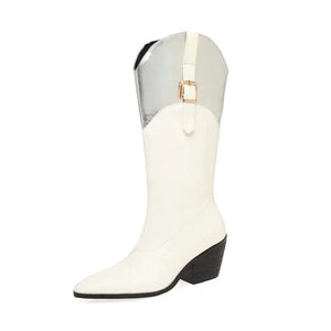 Höga Cowboyboots med Metallisk Topp för Dam
