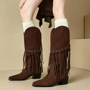 Höga Frans Cowboyboots i Mocka