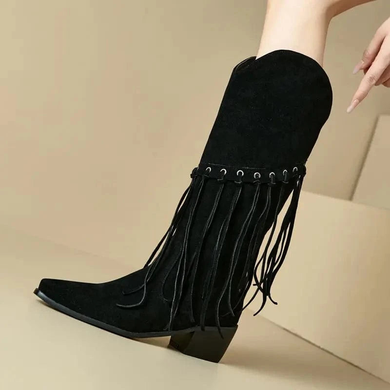 Höga Frans Cowboyboots i Mocka