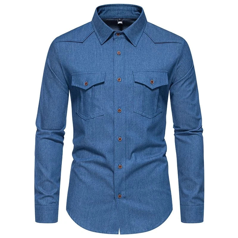 Jeans skjorta western Djupblå / XS