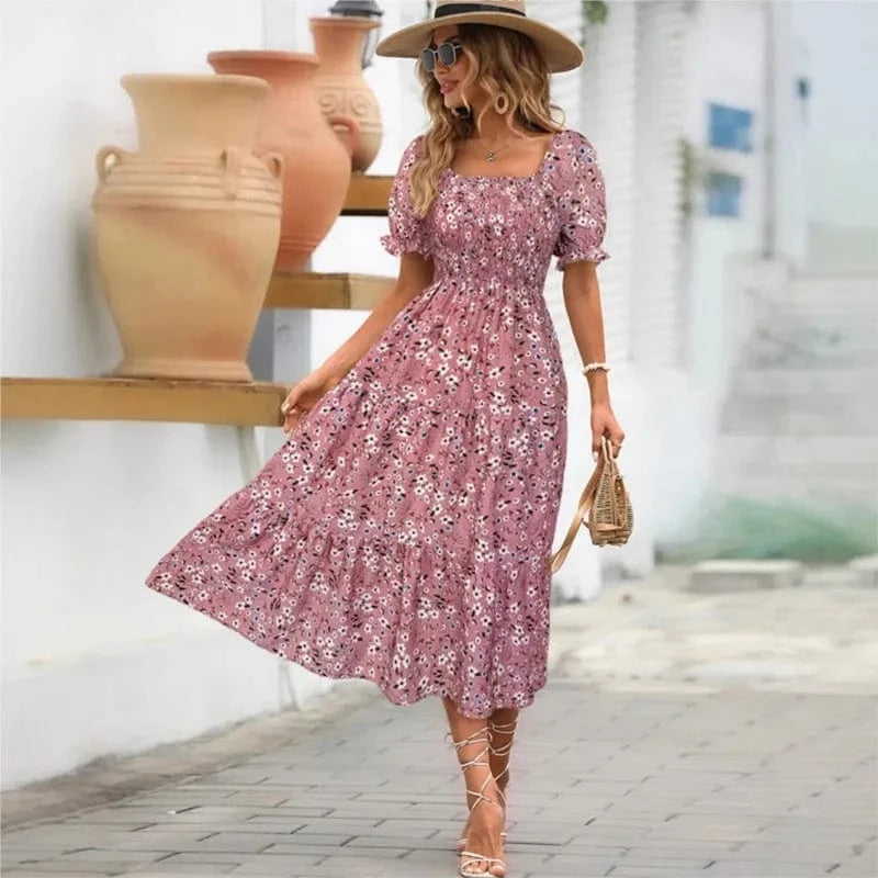 Klänning med rosa blommor