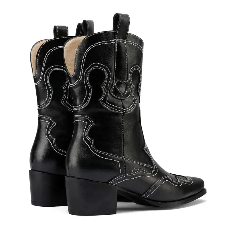 Låga Cowboyboots med Kontrastsöm för Dam