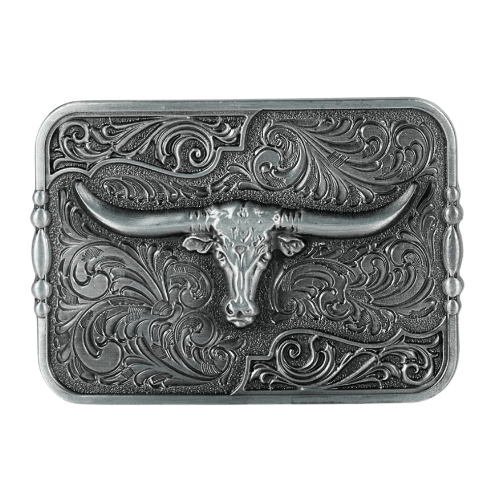 Longhorn Bältesspänne Blommig Design Silver