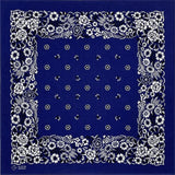 Marinblå Bandana med Vitt Blomstermönster Marinblå