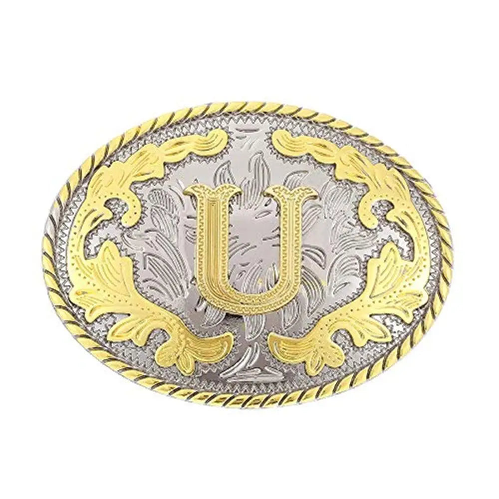 Ovalt westernbältesspänne med initial U