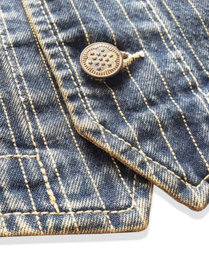 Randig denimväst