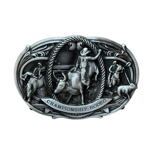 Rodeo bältespänne med cowboy och tjur Antik silver