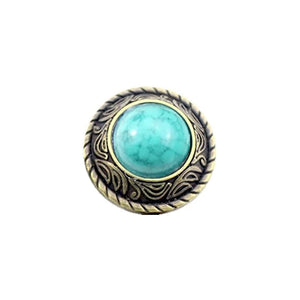 Runt concho i retrodesign med imitationsturkos Gold och grön / 12mm