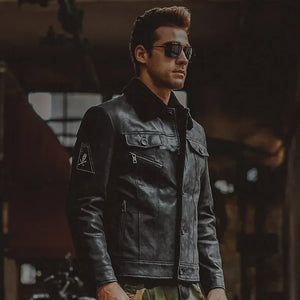 Shearling jacka herr svart