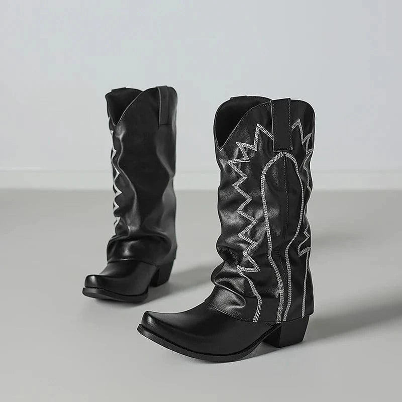 Slouchiga Cowboyboots i Mocka för Dam