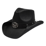 Svart cowboyhatt i halm för herr Svart / One Size