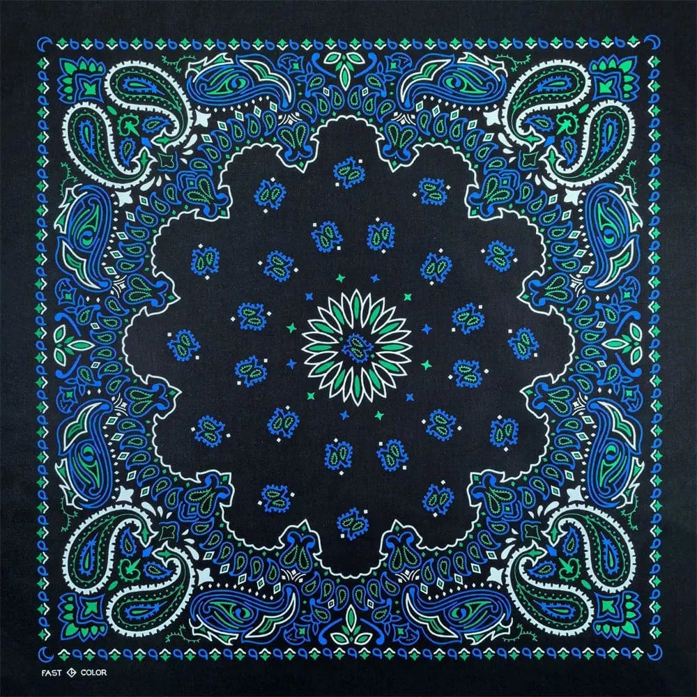 Svart Paisley Bandana med Flerfärgat Tryck Svart blå