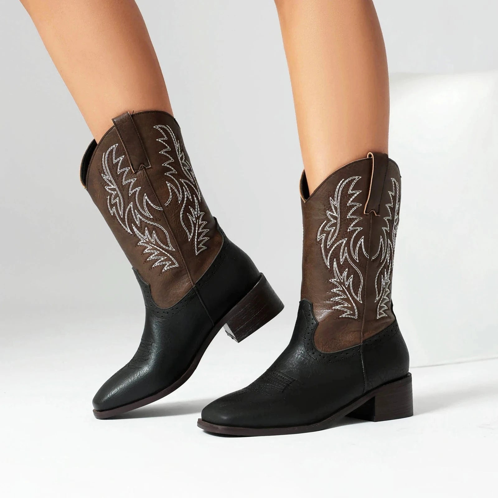 Tvåfärgade Cowboyboots för Dam
