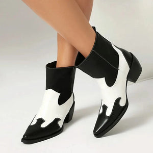Tvåfärgade Låga Cowboy Boots för Dam